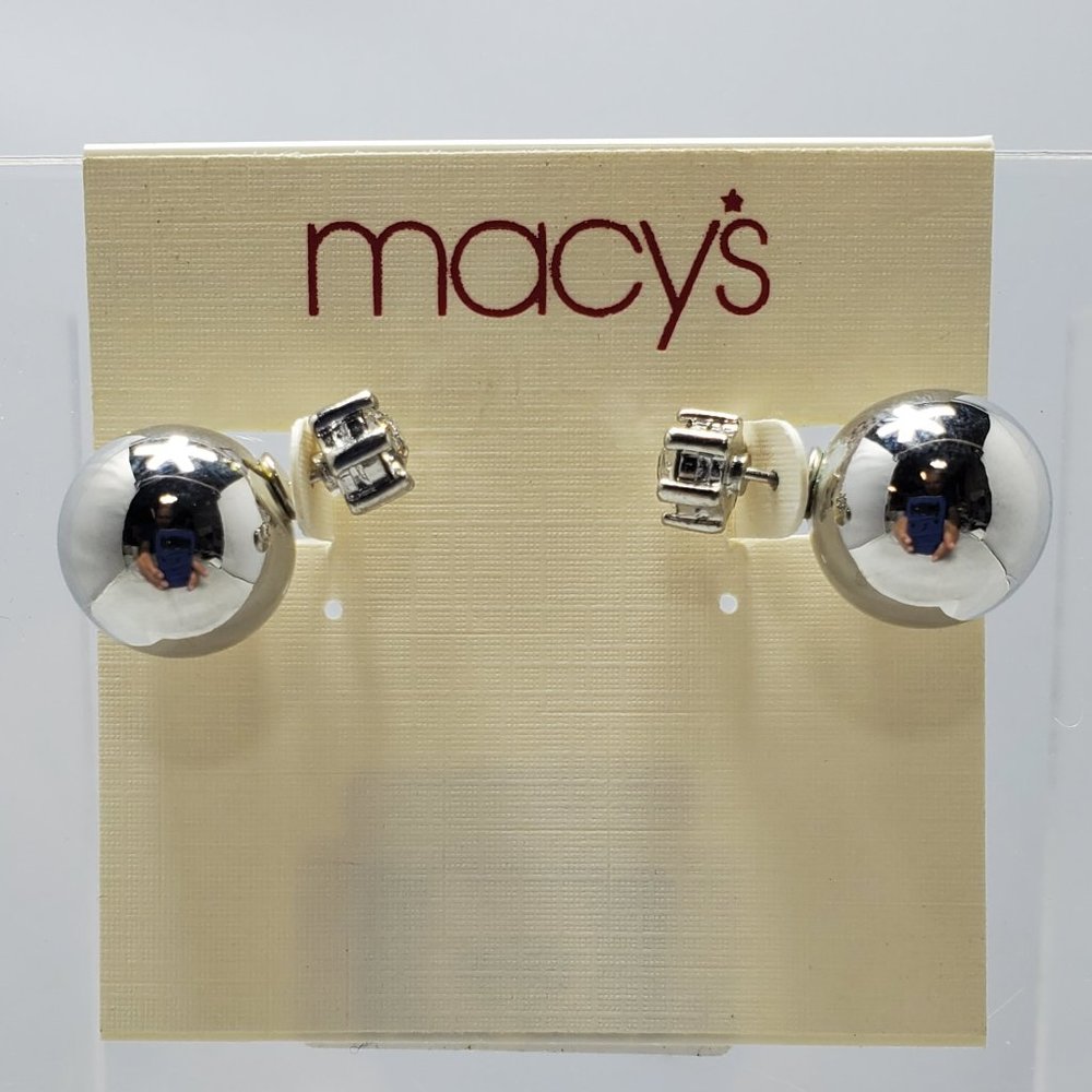 Macy's silver /rhinestone reversible stud earrings